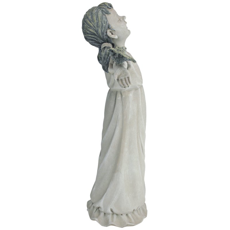 Design Toscano Basking in Glory Little Girl with Birds Outdoor Garden Statue, Medium, 16 inches tall, Cast Stone Resin, Two Tone Stone Finish - Image 3