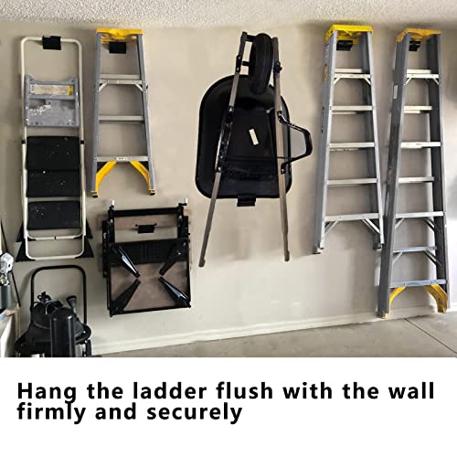 Juformin Heavy-Duty Ladder Hanger-Wall Mount Ladder Hooks for Storage-Wheelbarrow Hangers for Garage Wall-2 Pack - Image 4