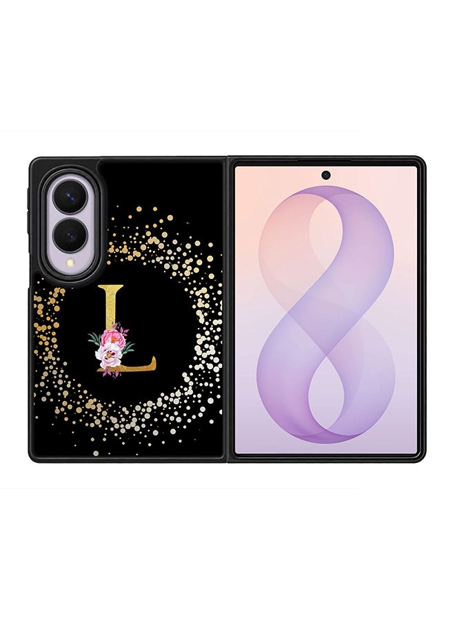 Stylizedd Rugged Case for Samsung Galaxy Z Fold8- Slim Fit Hybrid Rubber Cover Floral Monogram - L (Black)