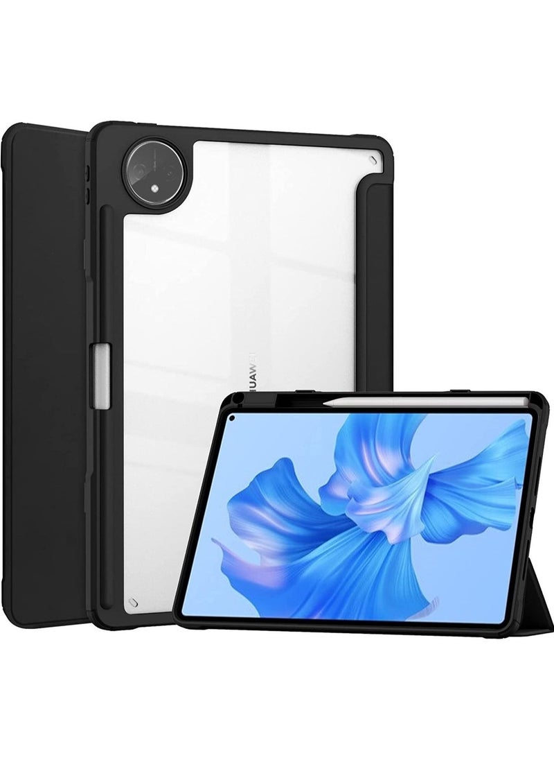 Case Compatible with Huawei MatePad Pro 11 2022 11.0 inch, Smart Slim Trifold Stand Auto Sleep/Wake Cover Pencil Holder, Clear Transparent Back Shell - Image 1