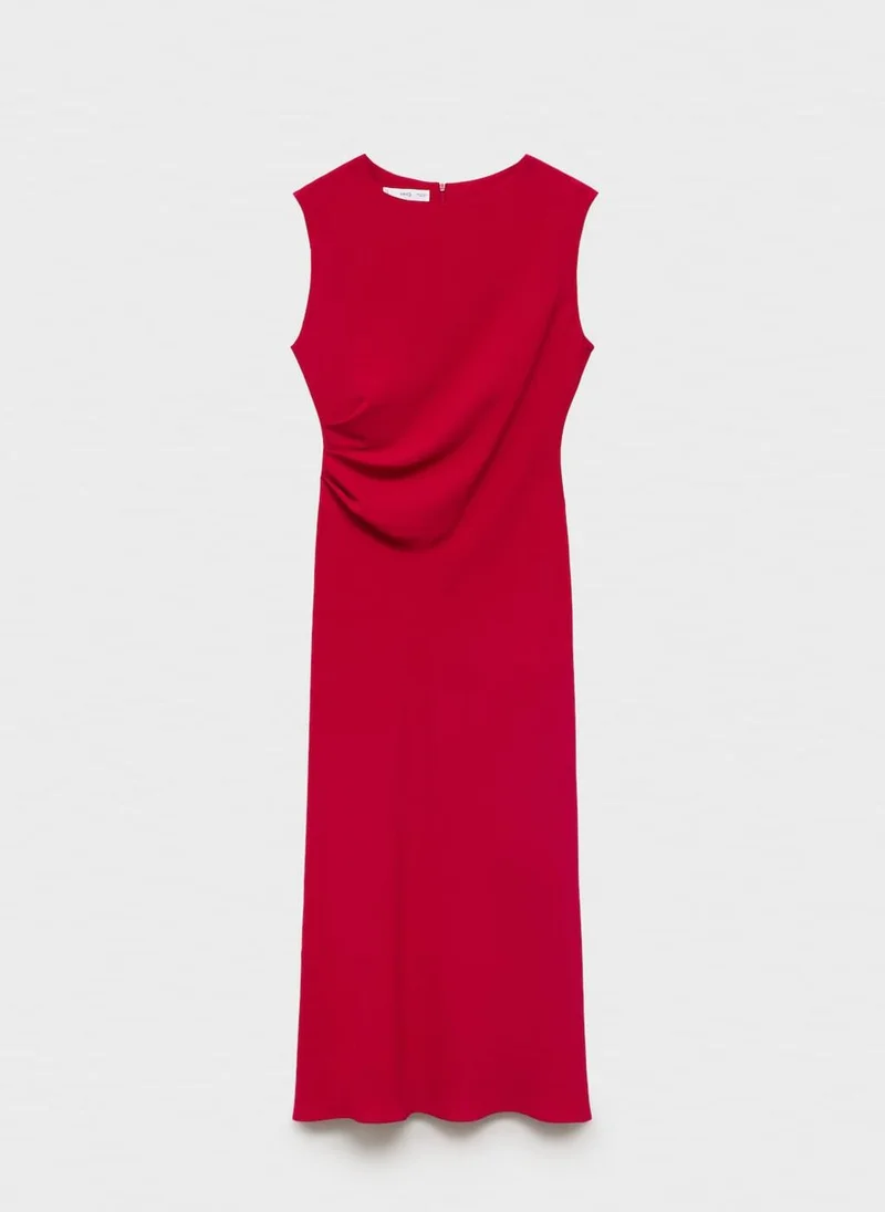 MANGO Ruched midi dress