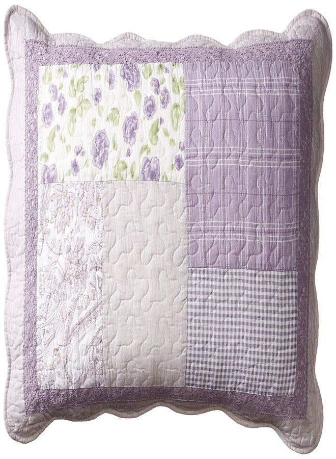 دونا شارب غطاء وسادة قطني من دونا شارب - غطاء وسادة مزخرف عصري بلون وردي لافندر بنمط مرقع - قياسي - Image 1