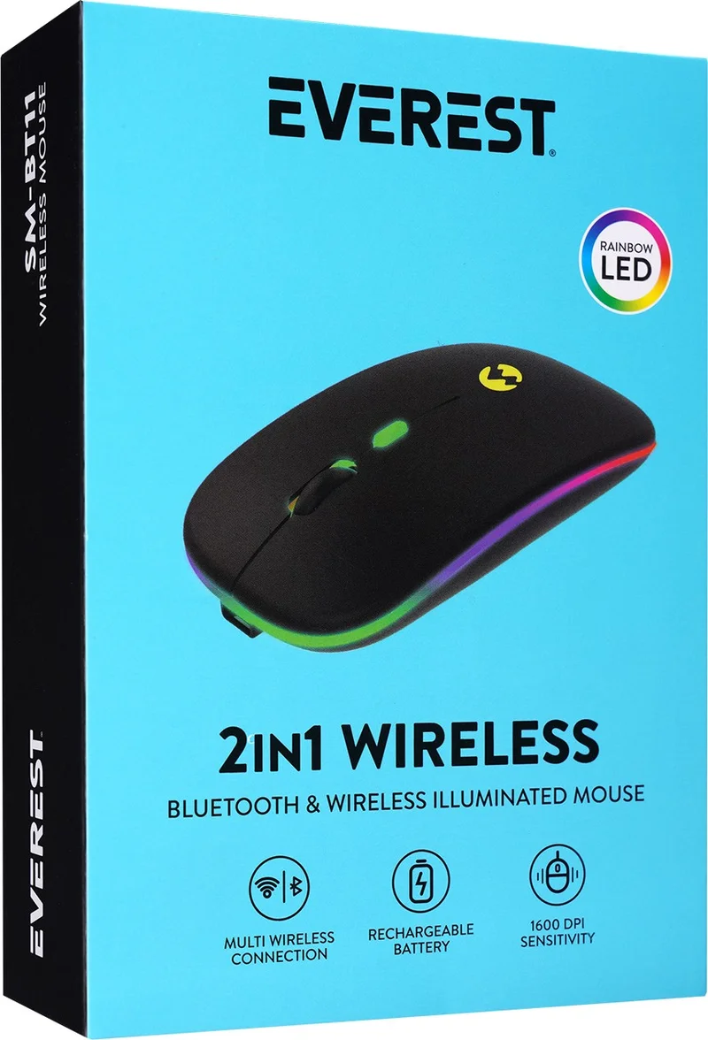 ايفرست ماوس لاسلكي نحيف SM-BT11 RGB