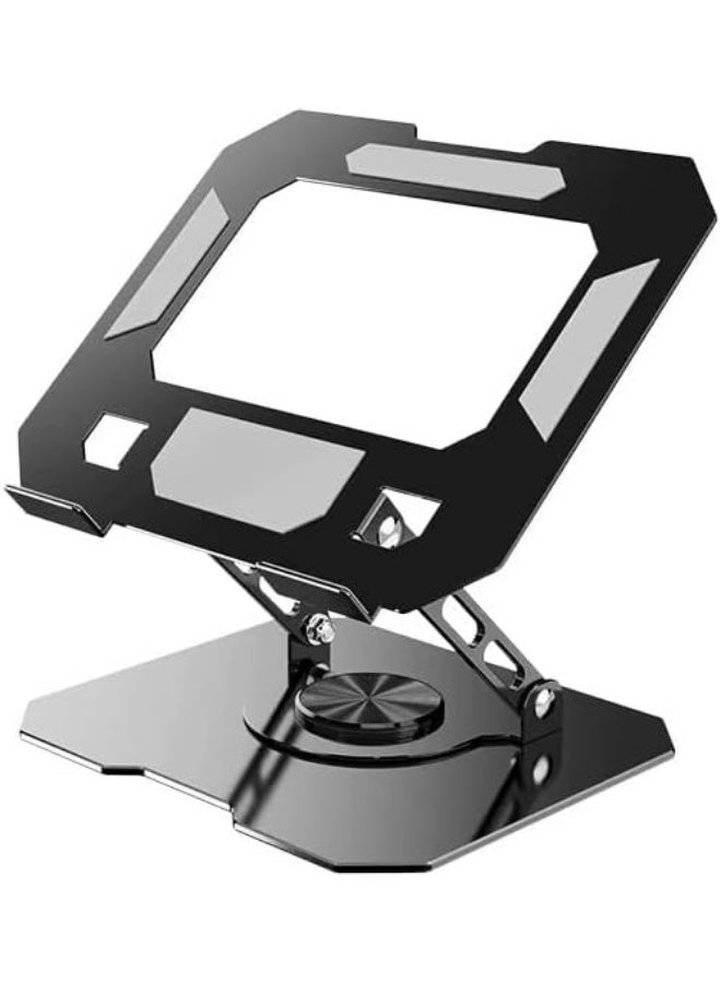 Metal Laptop Stand with 360 Degree Rotating Base, Adjustable to Comfortable Height to Relieve Neck and Shoulder Strain, Stable and Non-Slip Base Fits All Devices up to 17 Inch - Image 1