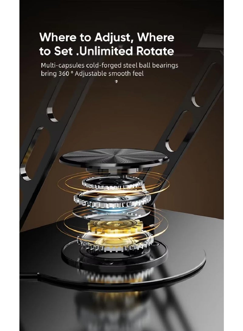 Metal Laptop Stand with 360 Degree Rotating Base, Adjustable to Comfortable Height to Relieve Neck and Shoulder Strain, Stable and Non-Slip Base Fits All Devices up to 17 Inch - Image 5