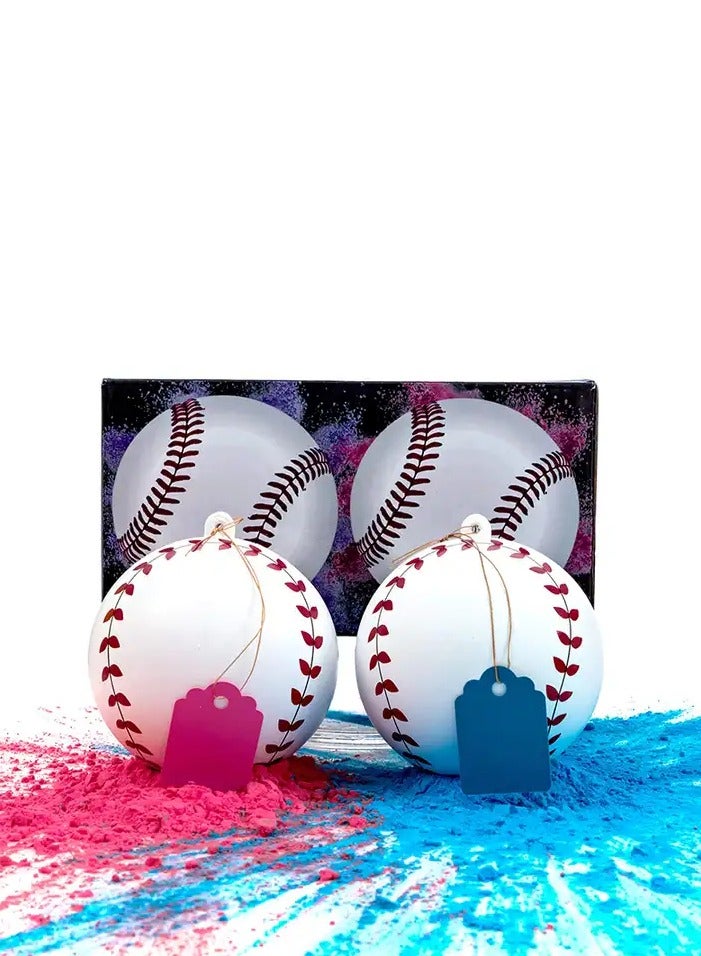 بيلانينا مجموعة كرات بيسبول للكشف عن جنس المولود - 2 قطعة (وردي وأزرق) - Image 1
