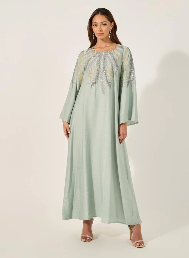Styli Styli Embroidered Long Sleeves Jalabiya