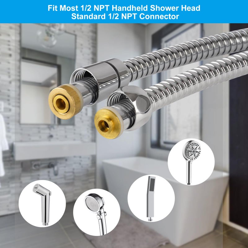 Hibbent All Metal Shower Hose 90 inch (7.5 ft) Bathroom Handheld Shower Head Hose 2.3 meters Extension Replacement Part with Brass Fittings Made of Stainless Steel -Polished Chrome Finish - Image 4