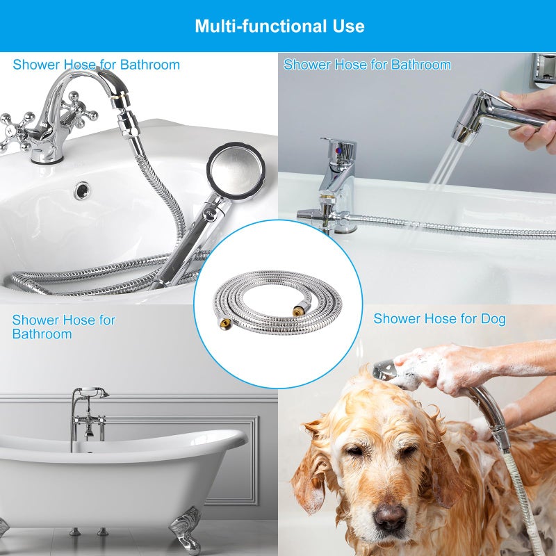 Hibbent All Metal Shower Hose 90 inch (7.5 ft) Bathroom Handheld Shower Head Hose 2.3 meters Extension Replacement Part with Brass Fittings Made of Stainless Steel -Polished Chrome Finish - Image 5