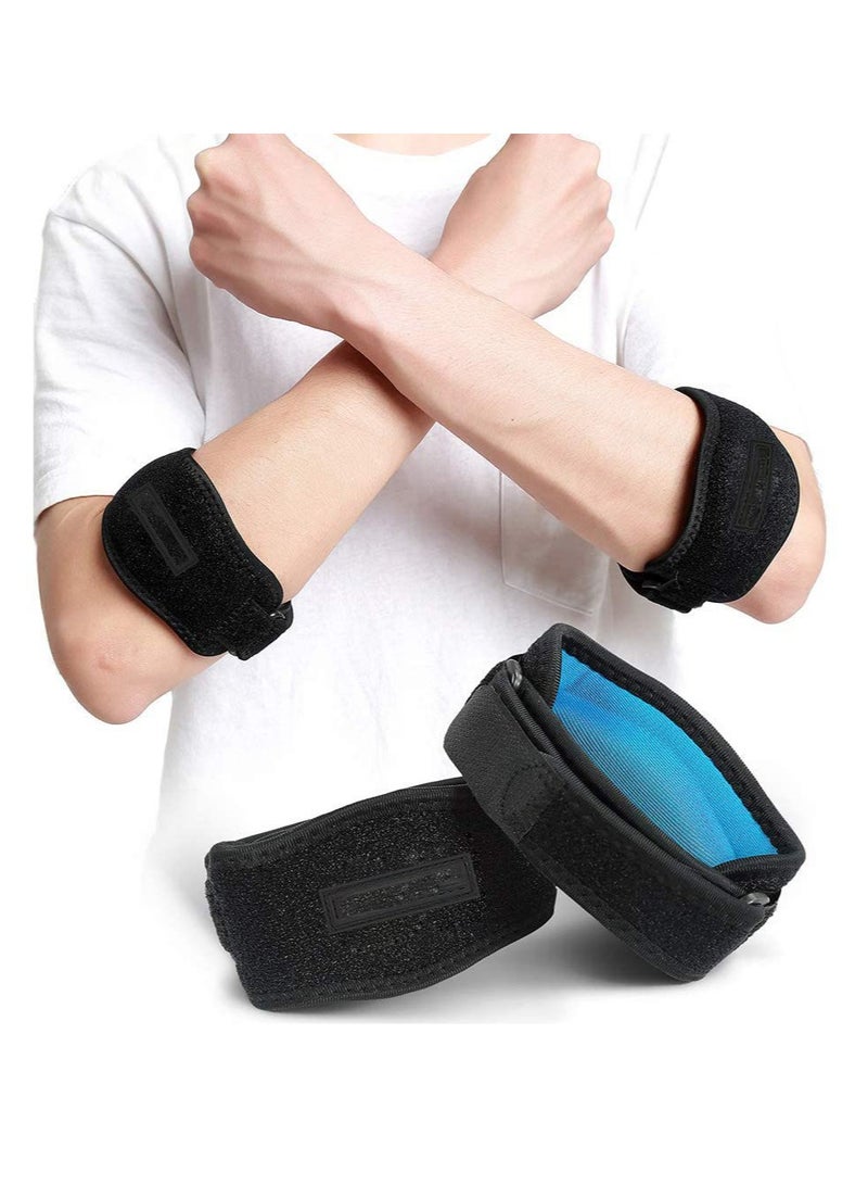 2 Pack Tennis Elbow Support Brace with Compression Pad Effective Pain Relief for Golfers Men Women - Image 1