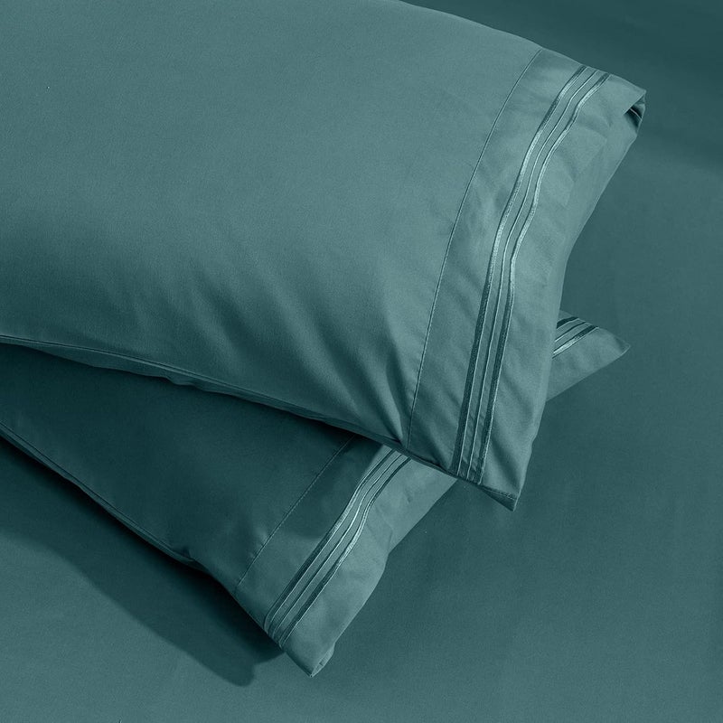 Aormenzy Microfiber Pillow Cases - Body Size Set of 2-1800 Thread Count Ultra Soft Teal Pillowcases - Wrinkle Resistant Pillow Covers with Envelope Closure - 21" x 54" - Image 4