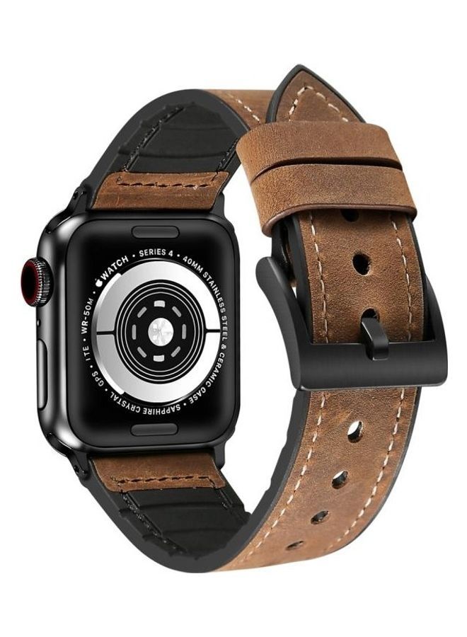 NIBEMINENT Replacement Watch Band for Apple Series 7 41mm/6 & SE 5 4 40mm/3 2 1 38mm Brown - Image 4