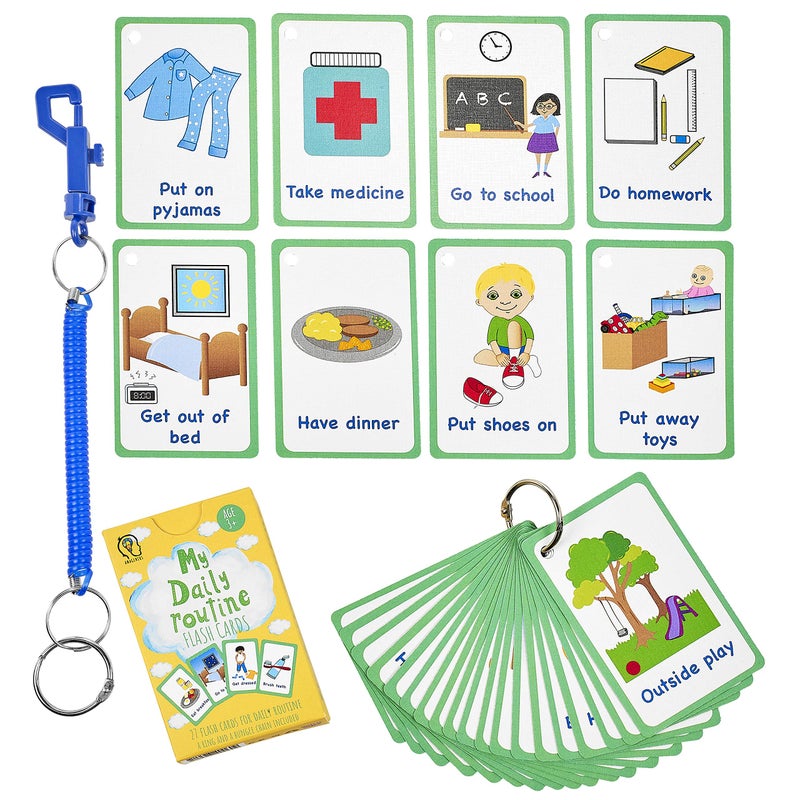 Amonev My Daily Routine Cards 27 Flash Cards for Visual aid Special Ed, Speech Delay Non Verbal Children and Adults with Autism or Special Needs - Image 1