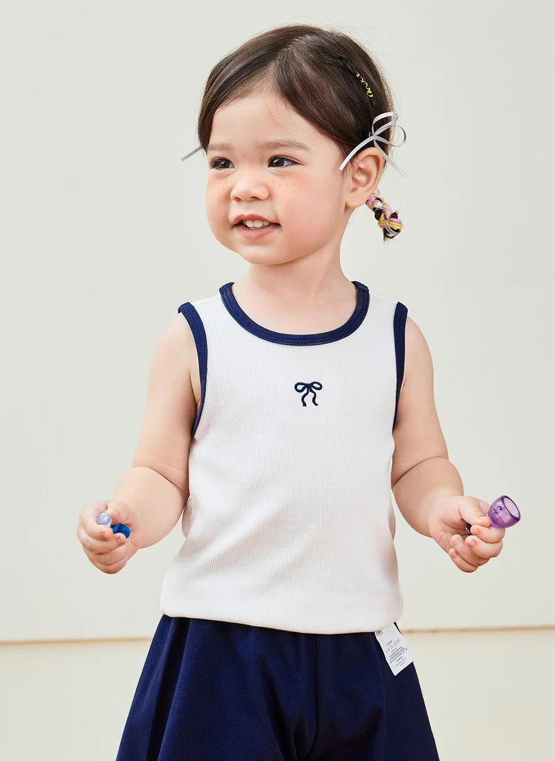 mini bala Girls Toddler Cute Bow Embroidered Crew Neck Sleeveless Vest Soft Breathable Lightweight Comfortable Summer New Style Casual Daily Wear Baby Girl's Fashion Vest