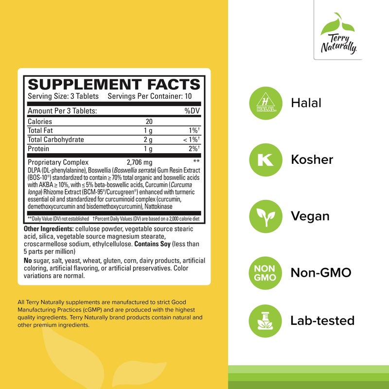 Terry Naturally Curamin Extra Strength - Curcumin & Boswellia Supplement for Healthy Circulation Support - Turmeric Supplement to Support Joints, Muscle Health & Endorphin Production - 30 Tablets - Image 2