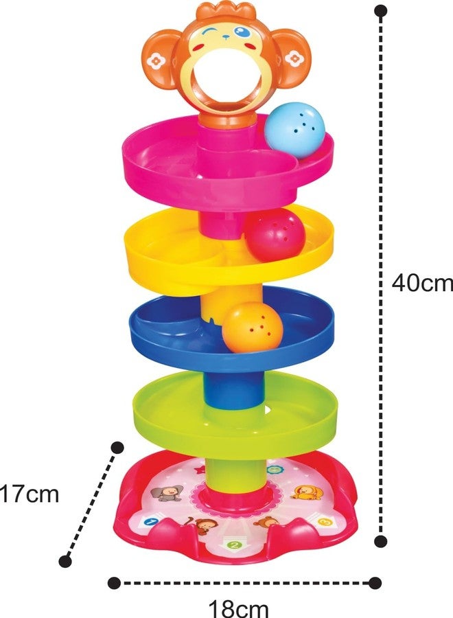 BLISSBORN Monkey Ball Drop Toy for Babies and Toddlers | New 5 Layer Tower Run with Swirling Ramps and 3 Puzzle Rattle Balls | Best Educational Development Toy Set for Kids - Image 4