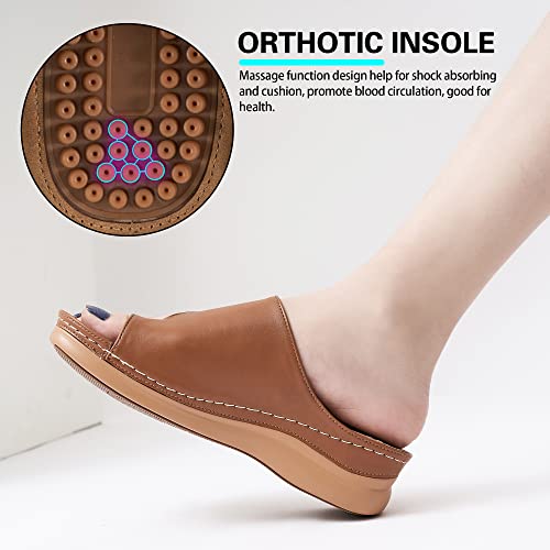 Aomigoct Sandals for Women Wedge Shoes: Comfortable Orthopedic Sandals Womens Dressy Summer Flip Flops Casual Walking Wedges - Image 4