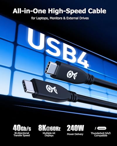 Cable Matters كابل ماذرز 40 جيجابت في الثانية كابل USB 4 - 2.6 قدم، يدعم حتى [8K@60Hz / 4K@240Hz فيديو، شحن 240 واط، نقل بيانات 40 جيجابت في الثانية] كابل USB4، أسود، متوافق مع Thunderbolt 4، MacBook، XPS، Surface Pro - Image 2