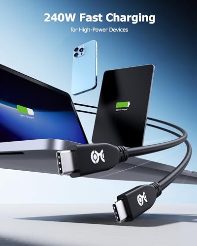 Cable Matters كابل ماذرز 40 جيجابت في الثانية كابل USB 4 - 2.6 قدم، يدعم حتى [8K@60Hz / 4K@240Hz فيديو، شحن 240 واط، نقل بيانات 40 جيجابت في الثانية] كابل USB4، أسود، متوافق مع Thunderbolt 4، MacBook، XPS، Surface Pro - Image 5