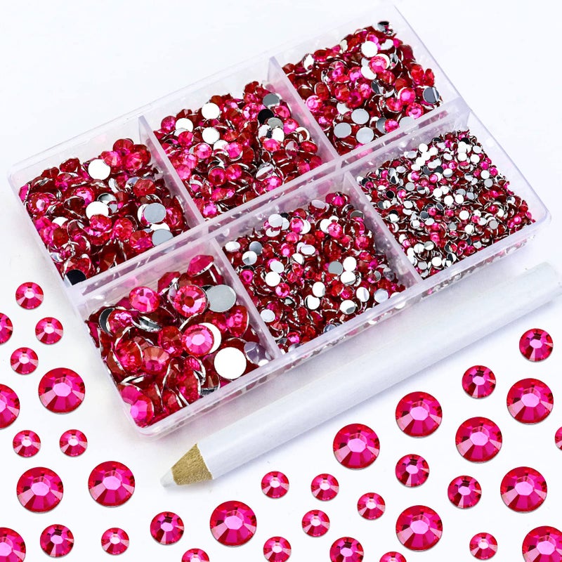 Briskbloom 4500PCS Resin Flatback Rhinestone 2mm 3mm 4mm 5mm 6mm Light Hot Pink Flatback Rhinestones for Tumblers Nails Art Mugs Bottles Craft Decoration Loose Bling Glitter Gem Stone