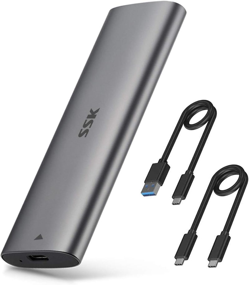 SSK قارئ حاوية SSK من الألمنيوم M.2 إلى USB NVMe SATA SSD، بدون أدوات USB 3.2 Gen 2 10Gbps NVMe PCI-E 6Gbps SATA M-Key / B+M Key محول خارجي للقرص الصلب SSD مع UASP Trim، لدعم SSDs 2242 2260 2280 - Image 1
