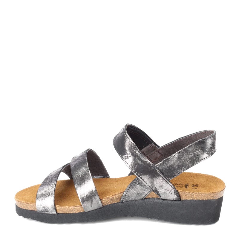 NAOT Kayla Women's Sandals â€“ 3-Strap Support with Backstrap, Cork-Latex Footbed, Arch Support â€“ Comfortable for All-Day Walking Metallic Onyx Lthr 8-8.5 N-M US - Image 4