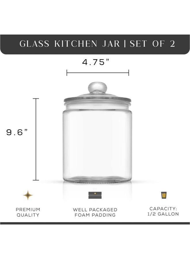 JoyJolt Elegant Cookie Jar. 2 Large Glass Jar With Glass Lid. Cookie Jars for Kitchen Counter with Lids, Candy Jar, Decorative Apothecary Jar, Large Canisters, Half Gallon Glass Jar with Lid Airtight - Image 2