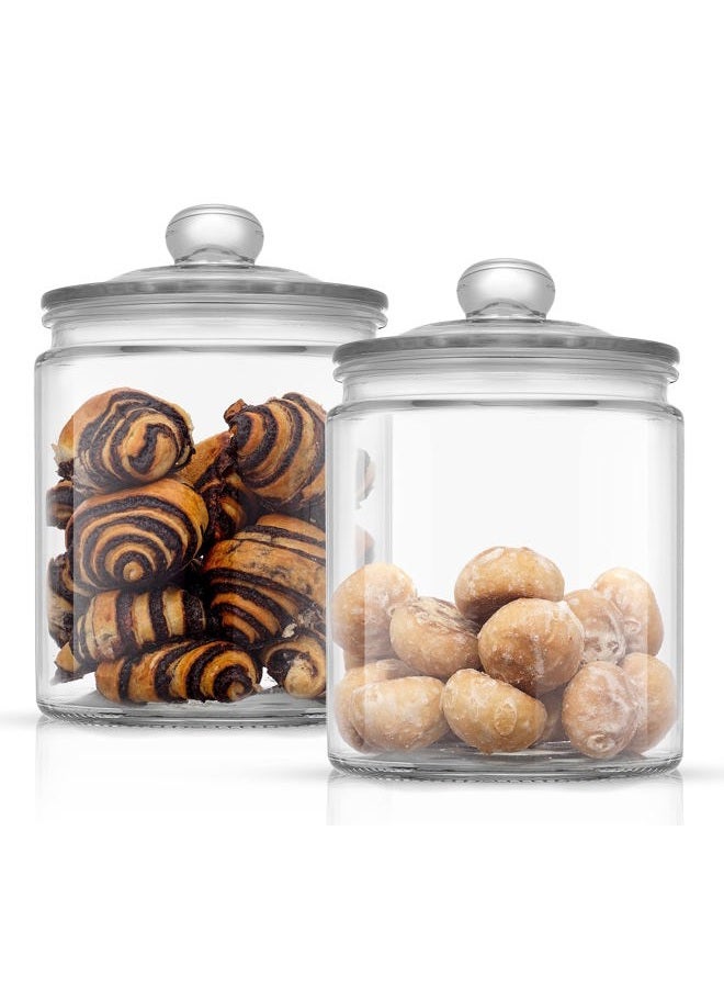JoyJolt Elegant Cookie Jar. 2 Large Glass Jar With Glass Lid. Cookie Jars for Kitchen Counter with Lids, Candy Jar, Decorative Apothecary Jar, Large Canisters, Half Gallon Glass Jar with Lid Airtight - Image 1