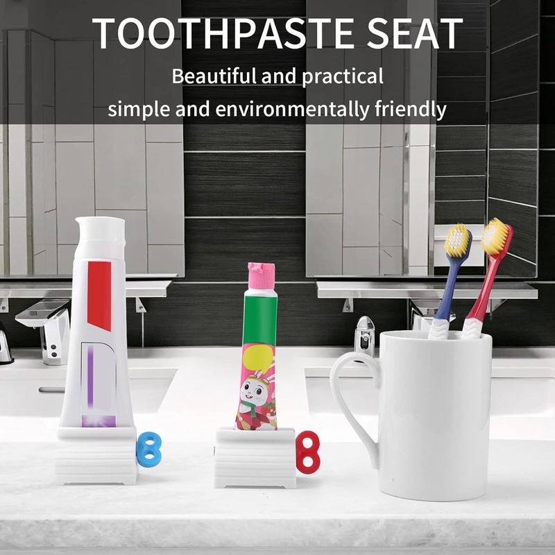 JIAKAI 2pcs Rolling Tube Toothpaste Squeezer Toothpaste Seat Holder Stand for Bathroom Accessoriesï¼ˆ1Blue1Greeï¼‰ - Image 5