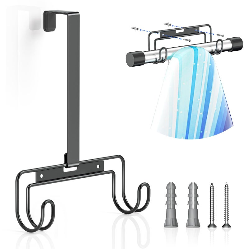 XILIMEN Over The Door Wall Mount Ironing Board Hanger with Removable Hook Metal Ironing Board Holder Organizer Wall Rack for Y T Shaped Black