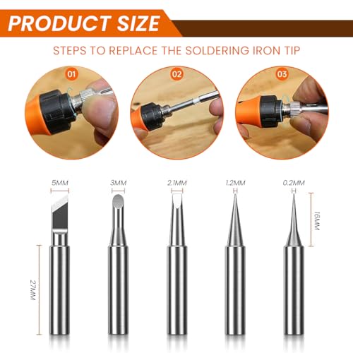 Serplex® 60W Soldering Iron Kit With 5 Tips, Quick Heat 200-450°C Adjustable Temperature Soldering Gun With On/Off Switch, Electric Soldering Kit Set For Electronics Repair & DIY Craft - Image 4