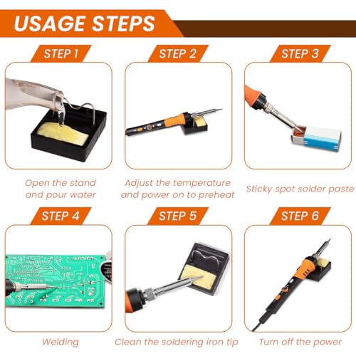 Serplex® 60W Soldering Iron Kit With 5 Tips, Quick Heat 200-450°C Adjustable Temperature Soldering Gun With On/Off Switch, Electric Soldering Kit Set For Electronics Repair & DIY Craft - Image 3