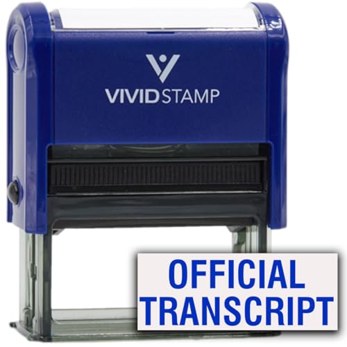 Vivid Stamp Official Transcript Self Inking Rubber Stamp Blue Ink  Large