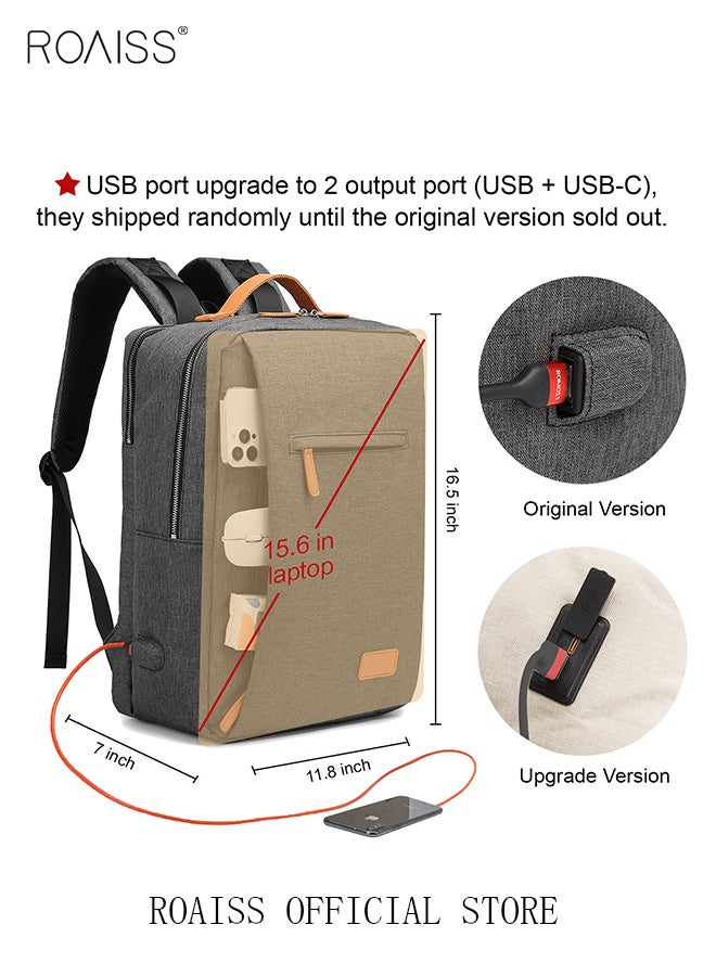 roaiss Functional Backpack Large Capacity Short Distance Travel Solid Color Design Light Business Style Student Backpack Computer Bag - Image 3
