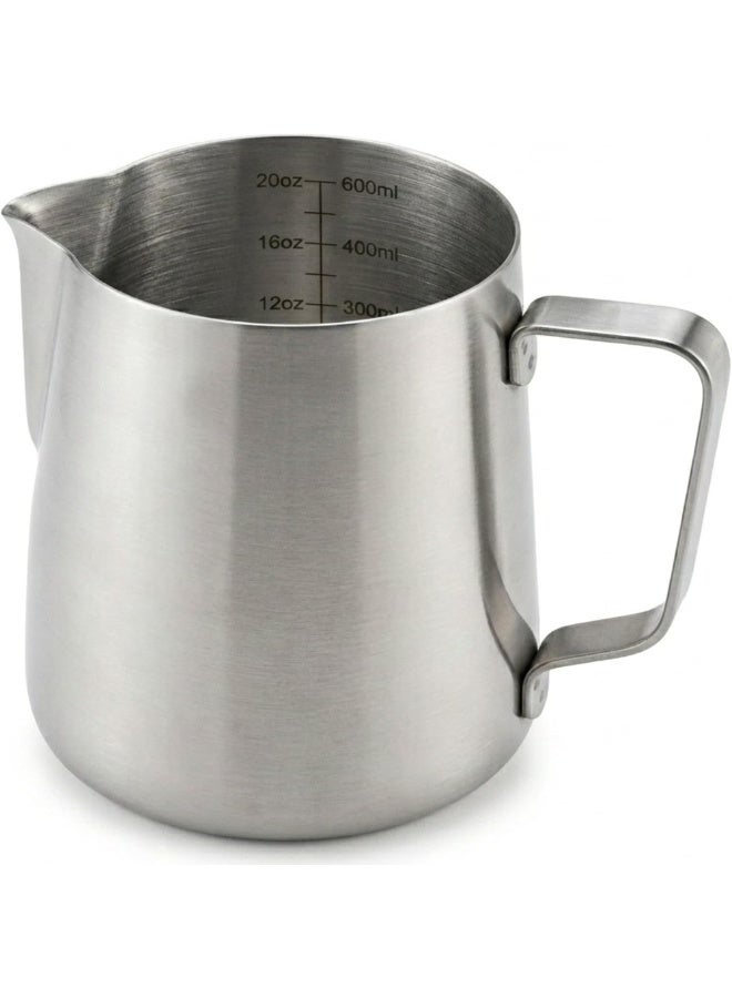 Rattleware 600ml Stainless Steel Macchiato Milk Frothing Pitcher – Barista Steam Jug for Espresso Machines Milk Frothers, Coffee, Cappuccino & Latte Art. Precise Pouring, Durable Handle (Silver) - Image 1