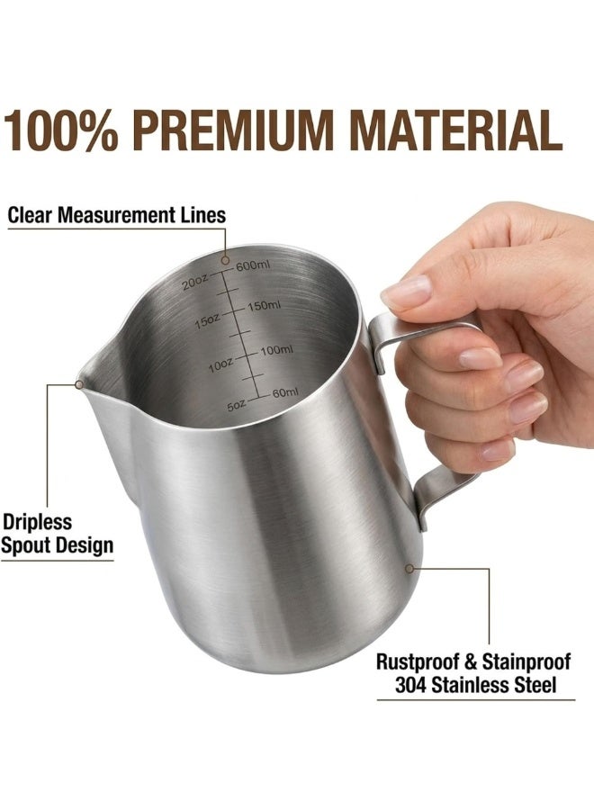 Rattleware 600ml Stainless Steel Macchiato Milk Frothing Pitcher – Barista Steam Jug for Espresso Machines Milk Frothers, Coffee, Cappuccino & Latte Art. Precise Pouring, Durable Handle (Silver) - Image 4