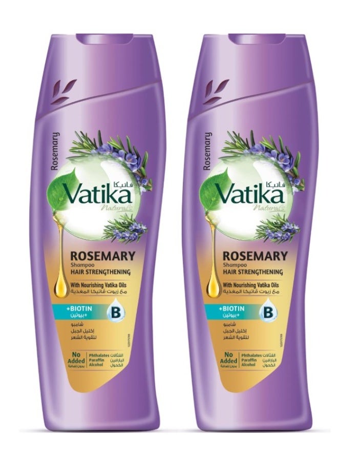 Vatika Naturals Rosemary Shampoo for Hair Strengthening (2x400ml) | Infused with Biotin | Promotes Stronger Hair Growth, Prevents Hair Fall | No Phthalates,...