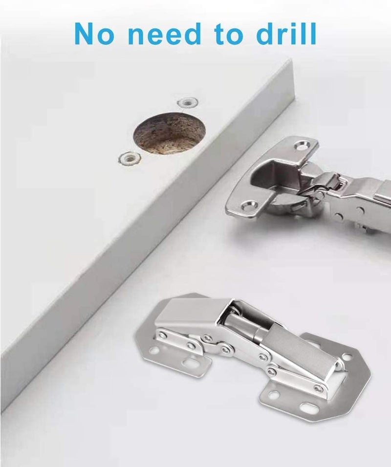 DOBOGA 4-Pack Hidden Hinges for Cabinet Doors Frameless, Concealed Cabinet Hinges, 90 Degree Surface Mount Hinges - Image 4