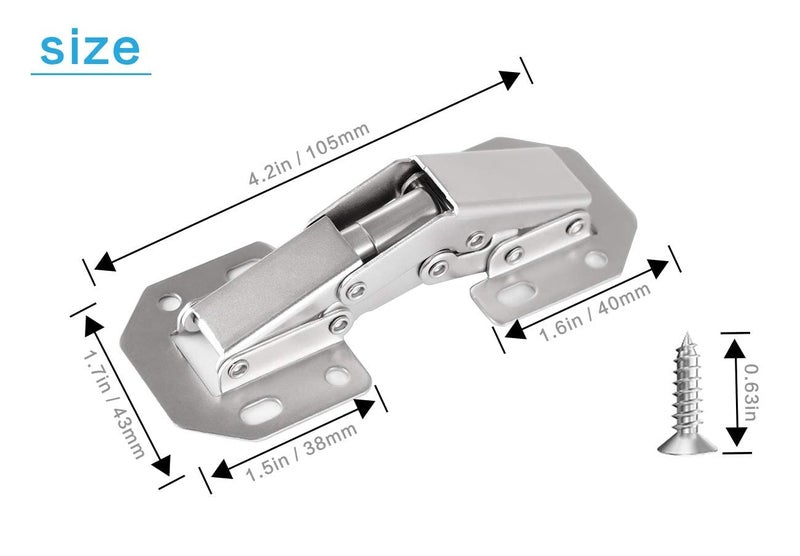 DOBOGA 4-Pack Hidden Hinges for Cabinet Doors Frameless, Concealed Cabinet Hinges, 90 Degree Surface Mount Hinges - Image 3
