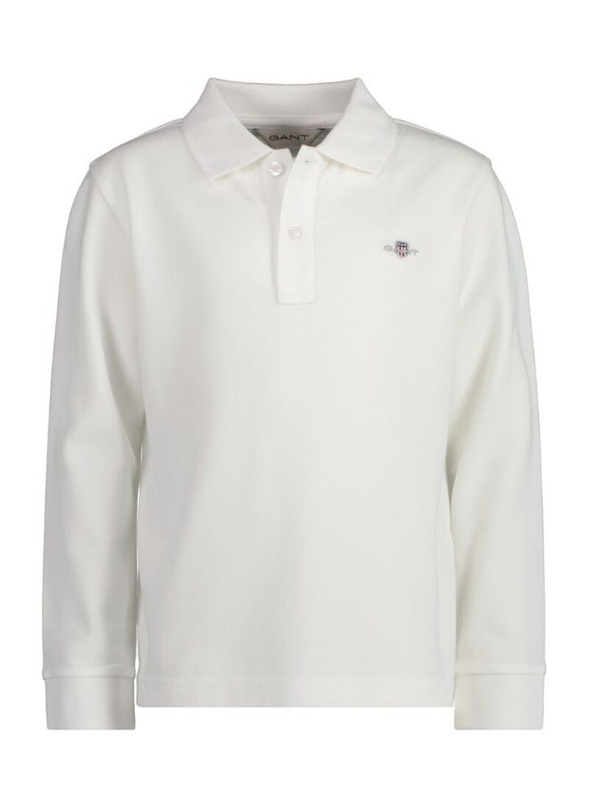 GANT Kids Shield Long Sleeve Piqué Polo Shirt - Image 1