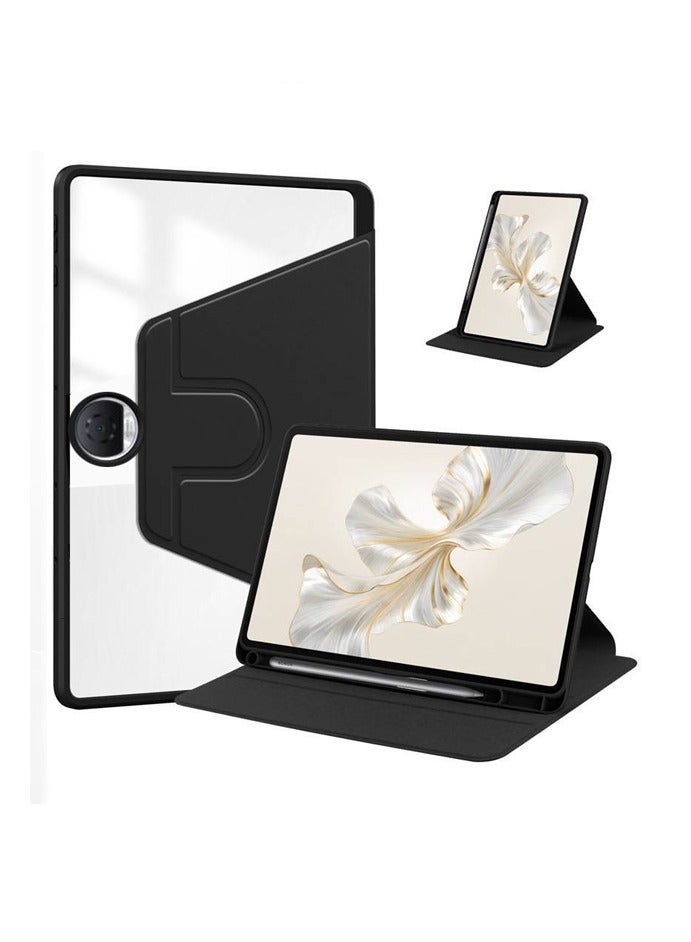 Case for Honor Pad 9 12.1 Inch,Tablet Protective Case  , Acrylic 360 ° Rotating Design, Automatic Wake-up/sleep, Soft Leather,Black - Image 1