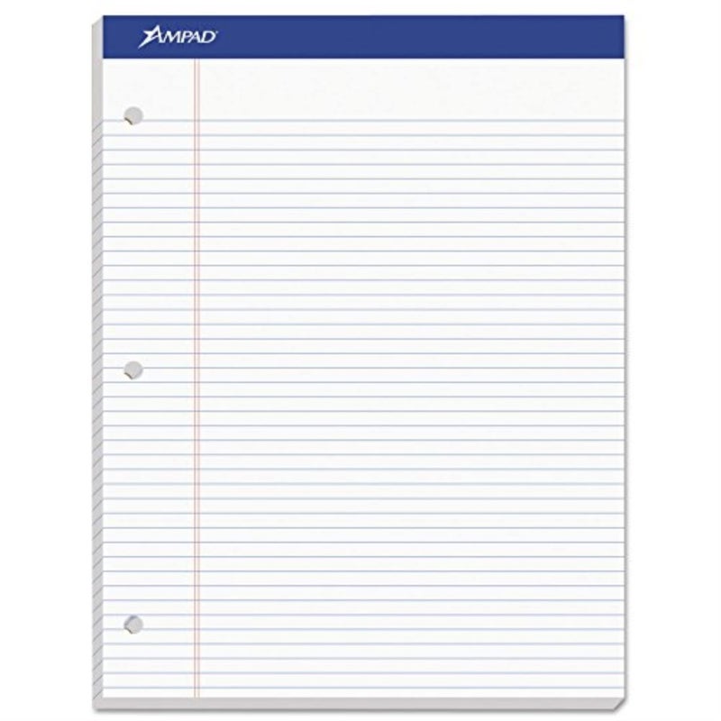 Ampad Double Sheet Writing Pads Narrow Ruled Size 85 x 1175 Inches White Paper 100 Sheets Per Pad 20346