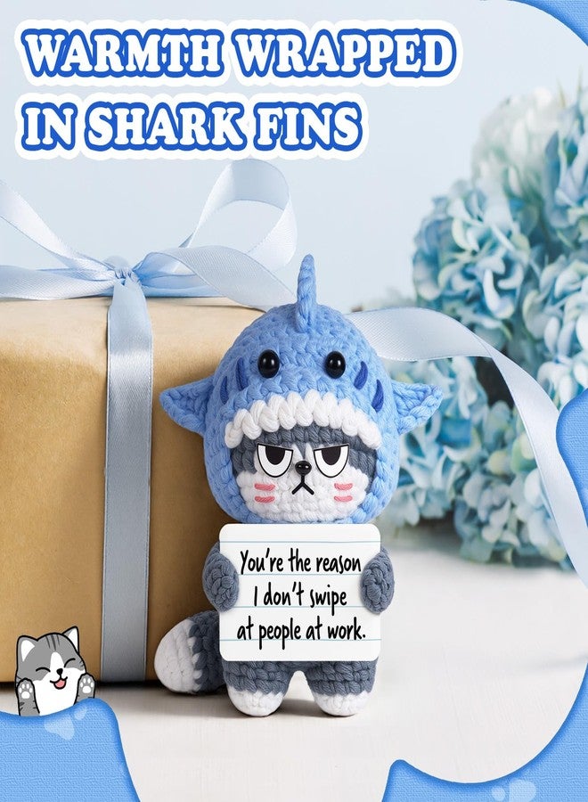 BaubleDazz Funny Coworker Gifts for Women, Handmade Shark-Themed Cat Crochet with Card, Birthday, Farewell, Retirement & Appreciation Gifts for Work Bestie, Boss Lady, Managers, Leaders, Desk Decor - Image 4