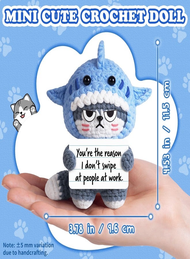 BaubleDazz Funny Coworker Gifts for Women, Handmade Shark-Themed Cat Crochet with Card, Birthday, Farewell, Retirement & Appreciation Gifts for Work Bestie, Boss Lady, Managers, Leaders, Desk Decor - Image 5