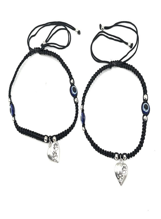 Jyokrish Handmade Adjustable Black Silk dori hanging Heart evil eye Anklet For Women | girls | Nazariya |Payal | Adult |Free Size |Workwear | Single Leg - Image 2