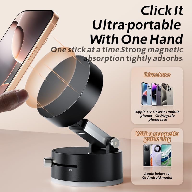 ZETY Magnetic Phone Holder for Car, Compatible with MagSafe Car Mount, Windshield Magnetic Car Mount for iPhone 12/13/14/15/16 (White) - Image 4