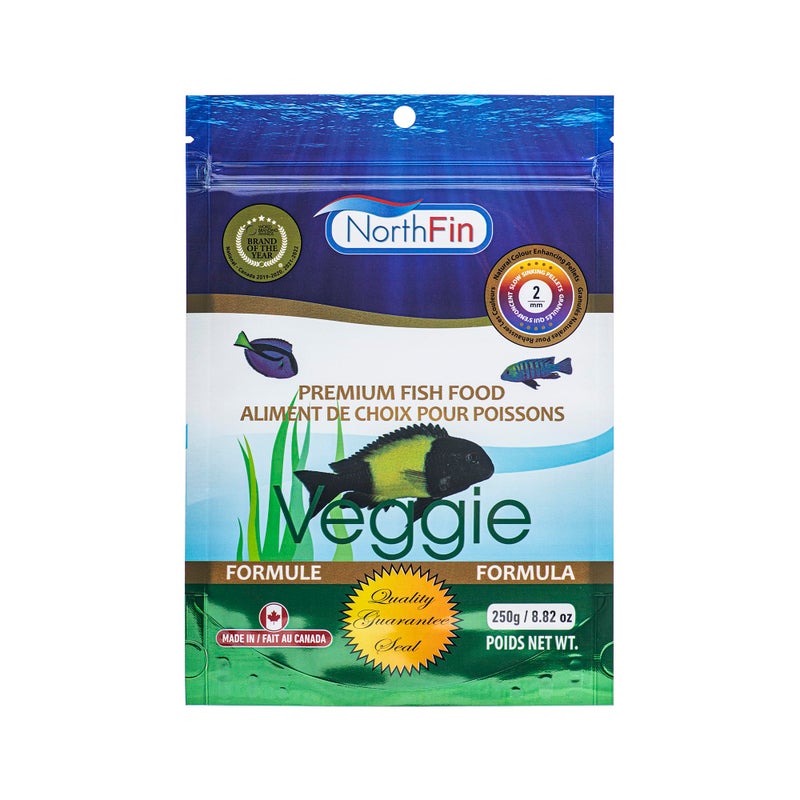 Northfin Veggie Fish Food Formula - Slow Sinking Pellets for Herbivorous Fish (2mm, 250g) | Premium Organic Kelp-Based Diet with Spirulina & Astaxanthin for Enhanced Color & Digestive Health - Image 1