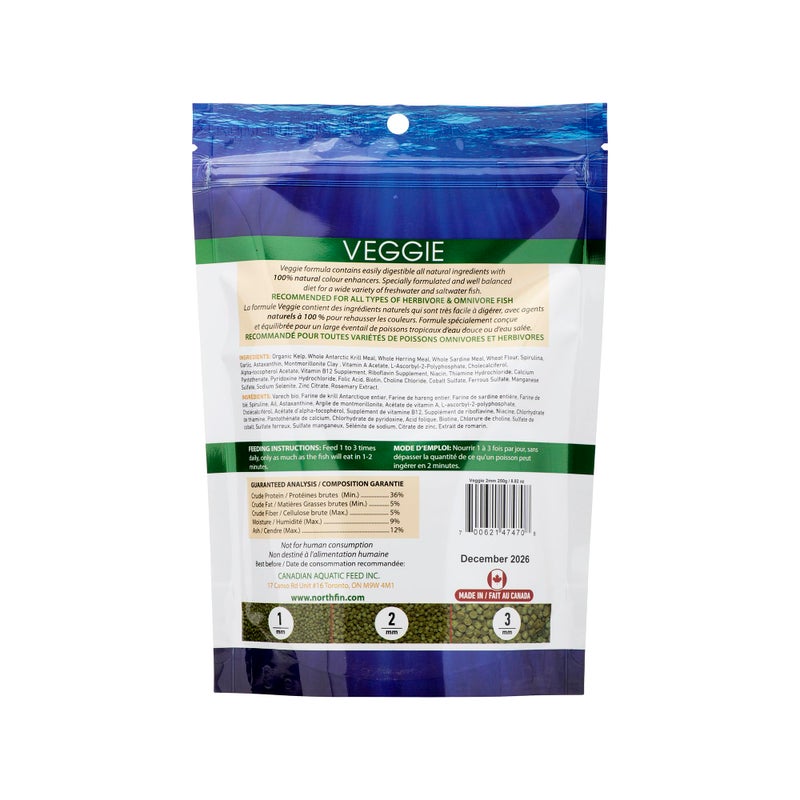 Northfin Veggie Fish Food Formula - Slow Sinking Pellets for Herbivorous Fish (2mm, 250g) | Premium Organic Kelp-Based Diet with Spirulina & Astaxanthin for Enhanced Color & Digestive Health - Image 2