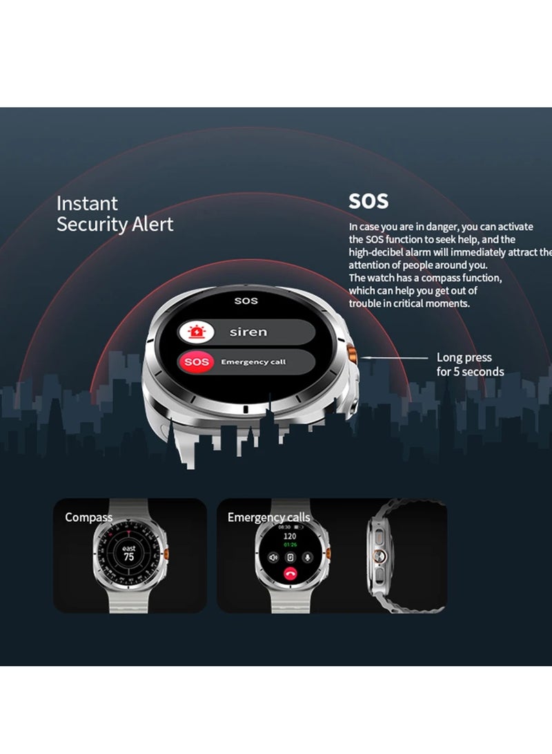 For Samsung Galaxy Watch 7 Ultra GPS NFC Compass Smart Watch Outdoor Sport Man AMOLED 466*466 Galaxy Watch 6 Upgraded Smartwatch(Orange) - Image 4