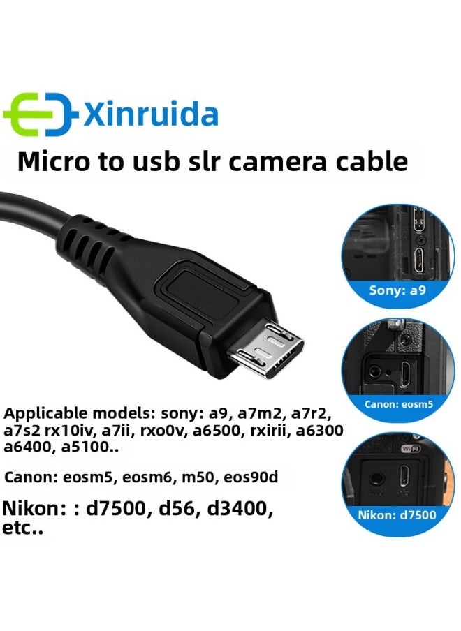 Generic - Micro SLR Camera Charging Line Digital Camera Data Line For Canon Nikon For Sony And Other Data Lines-Color:Black - Image 1